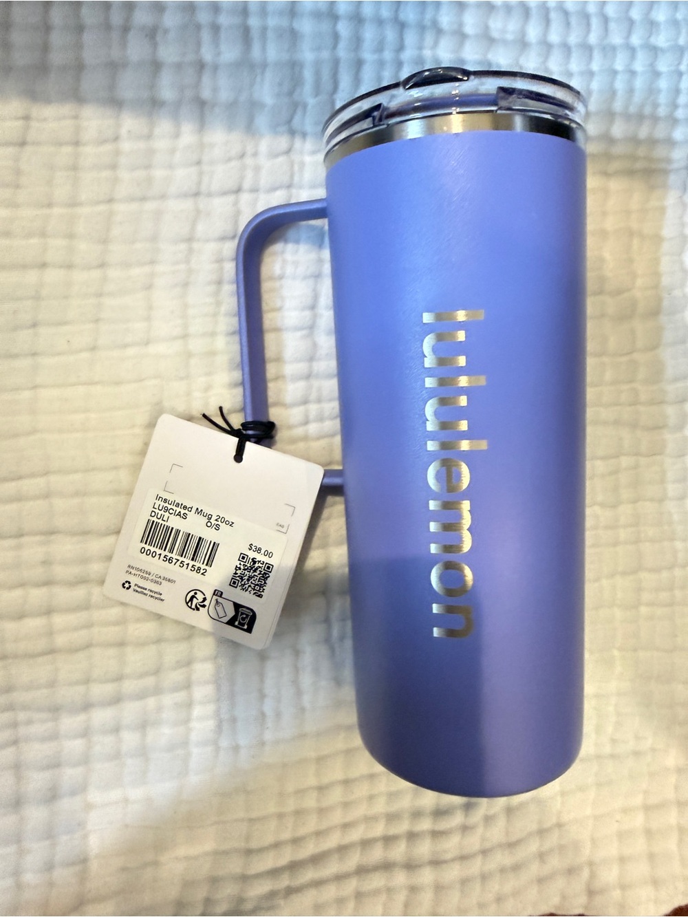 Lululemon Insulated Mug 24oz Purple Silver Logo NWT
